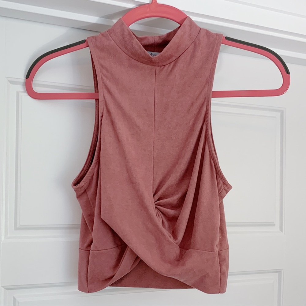 CHARLOTTE RUSSE blush faux suede mock neck crop